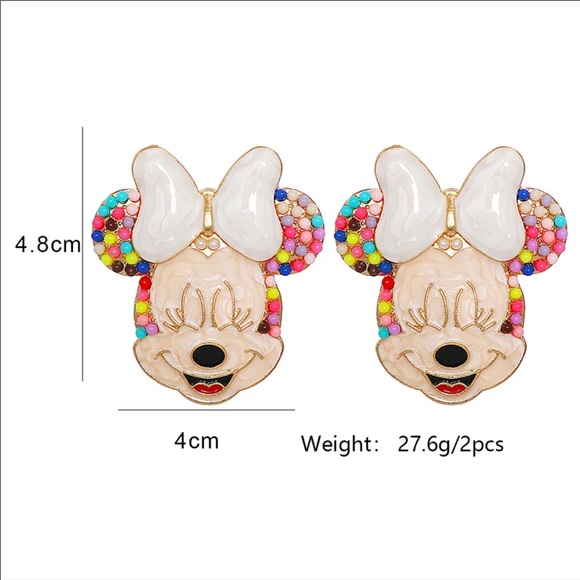 NEW COLORFUL MINNIE MOUSE FACE STUD EARRINGS - Picture 7 of 7